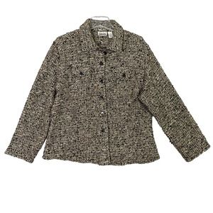 Chicos Sweater Jacket Women Sz 3 XL 16 Tweed Boucle Wool Mohair Blend Shacket